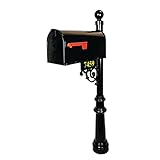 Addresses of Distinction Black Mailbox with Post and Number Plate - The Regency