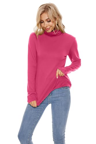 Image of TAIPOVE Cotton Fleece Lined Turtleneck Top for Women Long Sleeve Mock Turtle Neck Lightweight Sweater Thermal Underwear Shirt