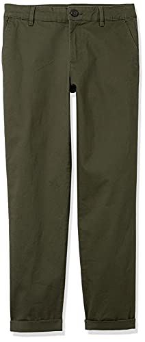 Amazon Essentials Damen Khakifarbene, Dehnbare Slim-Fit-Hose mit mittelhohem Bund (In Übergröße erhältlich), Dunkles Olivgrün, 38