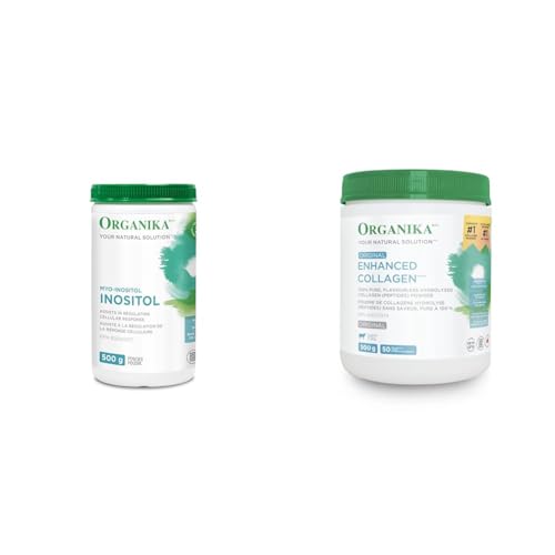 Organika Inositol - Cellular Response, Mood Balance, Insulin Support- 500g & Enhanced Collagen Peptides Protein Powder For Healthy Hair, Skin, Nails