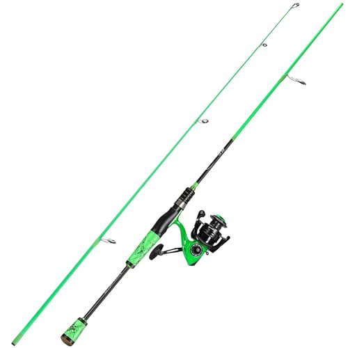 One Bass Fishing Rod Reel Combo, 2-Piece Fishing Pole with Spinning Reel Super Polymer Handle Rod-Green -2.1M by One Bass - Used condition - Image 2