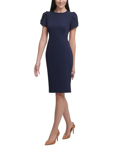 Image of Calvin Klein Tulip Sleeve Floral Sheath