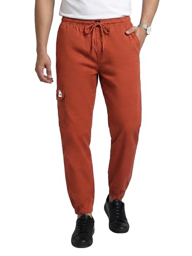 Image of Beyoung Cotton Solid Elastic with Drawstring Cargo Joggers for Men | Regular Fit | 2 Spacious Pockets | Smooth Texture