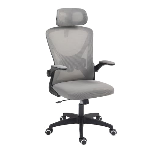 Panana Sedia da ufficio girevole con alzata a gas, altezza regolabile in altezza, schienale in rete, braccioli ribaltabili (colore grigio) Panana Sedia da ufficio girevole con alzata a gas, altezza regolabile in altezza, schienale in rete, braccioli ribaltabili (colore grigio)