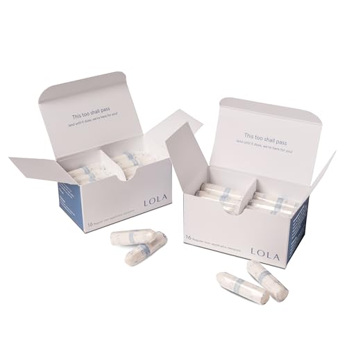 Image of LOLA Non-Applicator 100% Organic Cotton Tampons, 32 Count Regular Non-App Tampons, Period Feminine Hygiene Products, HSA FSA Approved Products Feminine Care