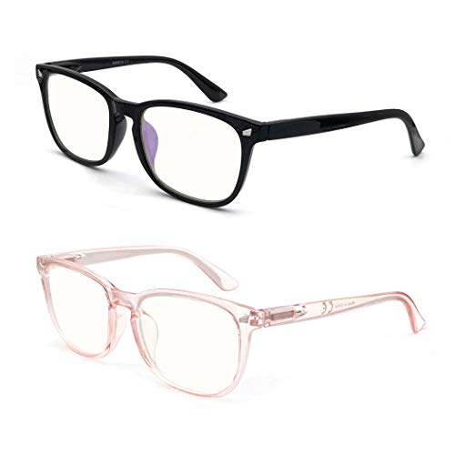 HEEYYOK Lunettes Anti Lumiere bleue pour Homme et Femme,Paquet/Lot de 2 Lunettes filtre Lumiere bleue,UV Protection,Branches a Ressort Confortable,Adaptes pour Ordinateur Ecran Telephone Tablette Cover