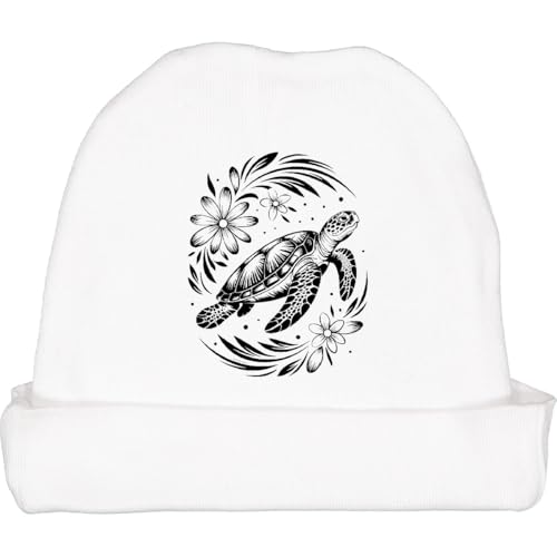 inktastic Flowered Sea Turtle in Wave Baby Beanie Hat