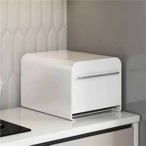 Sleek Modern Metal Cup Storage Cabinet - Space-Saving Coffee Organizer Drawer for Kitchen Countertops - Stylish Home Furnishing (White, Large)