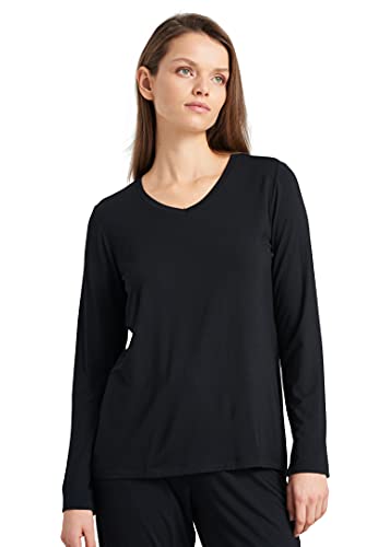 Preisvergleich Produktbild Schiesser Damen Schlafshirt Langarm Pyjamaoberteil, schwarz, 42