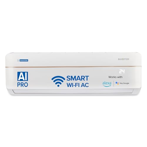 Image of Blue Star 1.5 Ton 3 Star Wi-Fi Inverter Smart Split AC (Copper, 5 in 1 Convertible Cooling, 4-Way Swing, Turbo Cool, Voice Command, Model 2026, IA318VXUS, White)