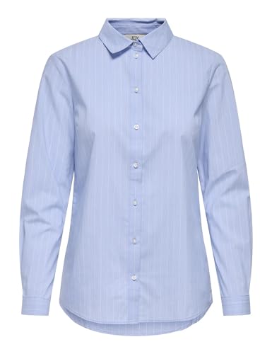 JDY Jdymio L/S Shirt Wvn Noos Blusa, Azul (Cashmere Blue Stripes: Cloud Dancer), 36 Mujer