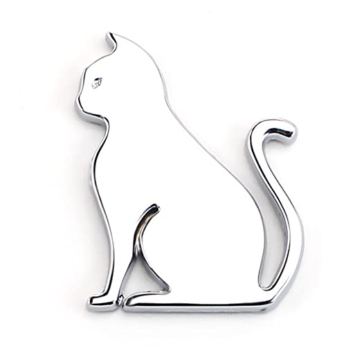 Image of YSY 3D Metal Cat Stickers Emblem Badge Decals with Self-Adhesive Backing for Car Trunk Motocycle Styling Decoration (Cat Silver)