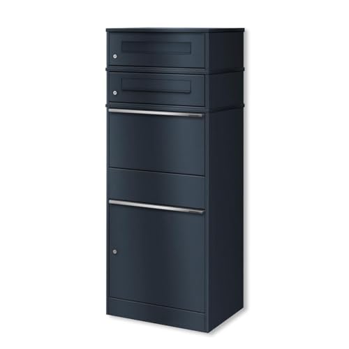 Metzler Paketbox mit 2 Briefkästen – XXL 2er Briefkasten mit Paketfach, rostfrei und wetterfest – großer Outdoor Paketbriefkasten für Pakete bis Größe M – RAL 7016 Anthrazitgrau - Modell Bispo