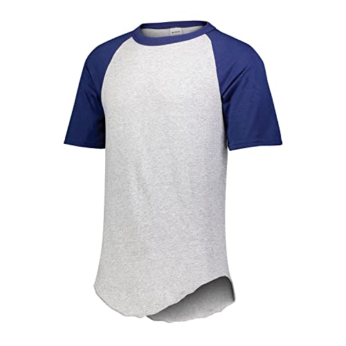 Augusta Sportswear Short Sleeve Baseball Jersey Camiseta de béisbol de Manga Corta, Hombre, Athletic Heather/Royal, S