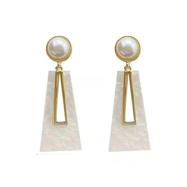Image of Handicraft Kottage Elegant Korean Style Pearl Drop Dangle Earrings Gold Plated Asymmetrical Statement Drop Earrings for Women & Girls