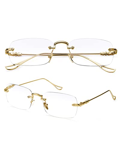 TERAISE Frameless Metal Reading Glasses for Men/Women Blue Light Blocking -Rimless Fashion Comfortable Computer Eyeglasses - Image 3