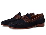 Johnston & Murphy Men's Baldwin Penny, Navy Waxed English Suede/Brown Full Grain, 10.5 Medium