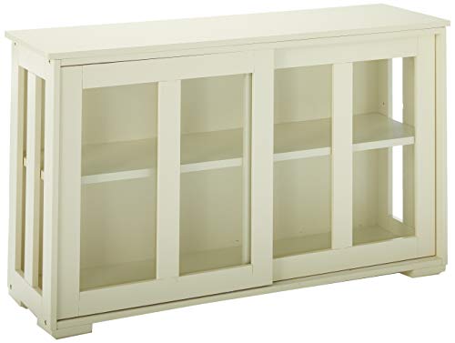 SilkWood Studio Pacific Sliding Glass Doors Stackable Cabinet, White