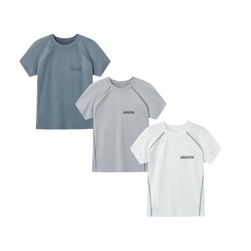 3 Pack Boys Quick-Dry Mesh Athletic Shirts Workout Short Sleeve Tees Youth Boy Lightweight Gym T-Shirts Clothes 3-12Y