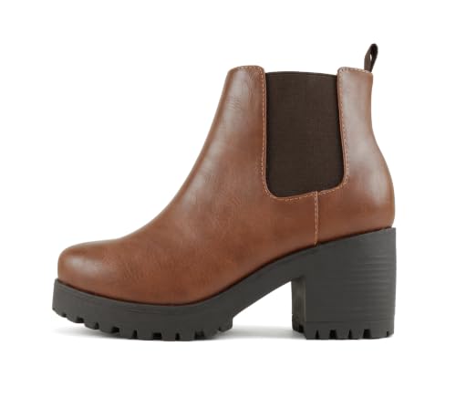 Image of Soda Top Shoes Jaber Ankle Boot W Lug Sole Elastic Gore and Chunky Heel