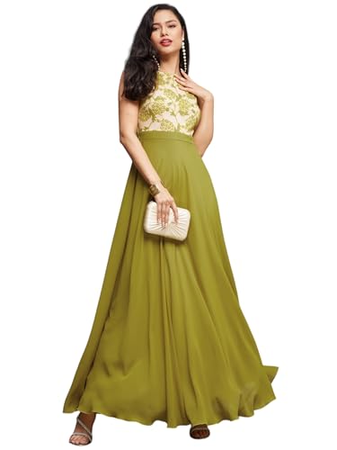 Image of Miss Chase Women's Round Neck Cap Sleeves Lace Knee -Long Skater Dress