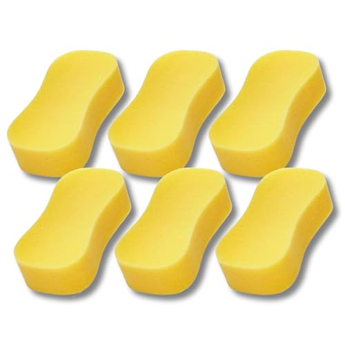 6 x Jumbo Car Sponges - Large Car Wash Sponges Perfect for Car & Auto Care, Window Cleaning, Wheel Cleaning and Motorbikes - Made in the UK