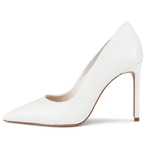 Simple Solid Color Stiletto Heel Pumps for Women, Classic White Slip on Wedding Party High Heels Shoes, Sexy Stiletto Heel Daily Work Dress Pumps Shoes2