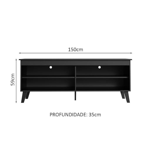 Rack para Tv até 65 Polegadas com Pés Preto Turim Madesa