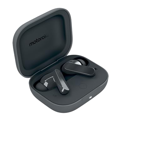 Motorola Moto Buds Bass XT2443-1 Dynamic ANC, Triple Microphone Array, Bluetooth 5.3, IP54 Water & Dust Resistant, Dolby Atmos Audio (Pantone Dark Shadow)