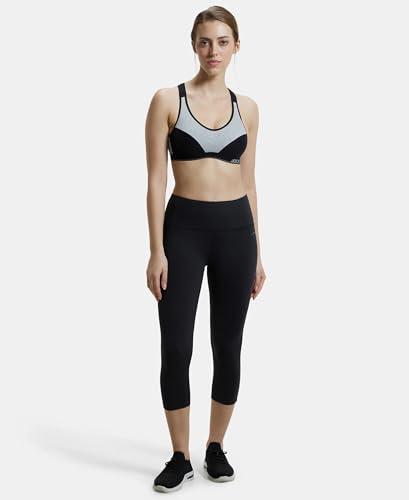 Image of Jockey 1378 Women Wirefree Padded Super Combed Cotton Elastane Stretch Full Coverage Racerback Active Bra with StayFresh and Moisture Move Treatment