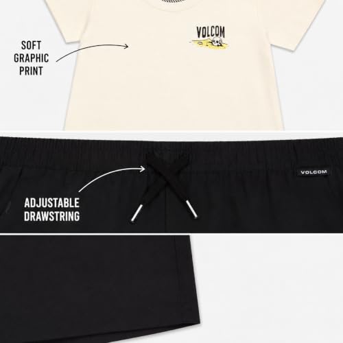 Image of Volcom Toddler Baby Boy Shorts Set - 2 Piece Short Sleeve Graphic Tees and Tech Stretch Shorts for Boys Infant Summer Clothes