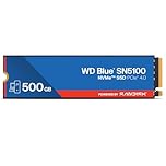 WD Blue SN5100 NVMe SSD 500GB (Up to 6,600 MB/s read speeds, M.2 2280, PCIe Gen 4.0, nCache 4.0, SANDISK 3D CBA NAND technology, Acronis True Image data migration software) POWERED BY SANDISK