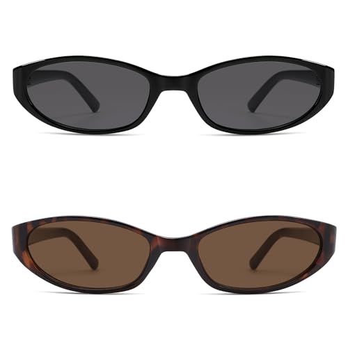 Image of Retro Oval Sunglasses Womens Mens Y2k Trendy Cateye Shades AR82299 | Narrow Round Cute Sunnies,90s 2000s Cool Skinny Frame