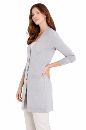 Image of State Cashmere Women's Button Front Cardigan 100% Pure Cashmere V Neck Fashion Sweater Dress with Pockets