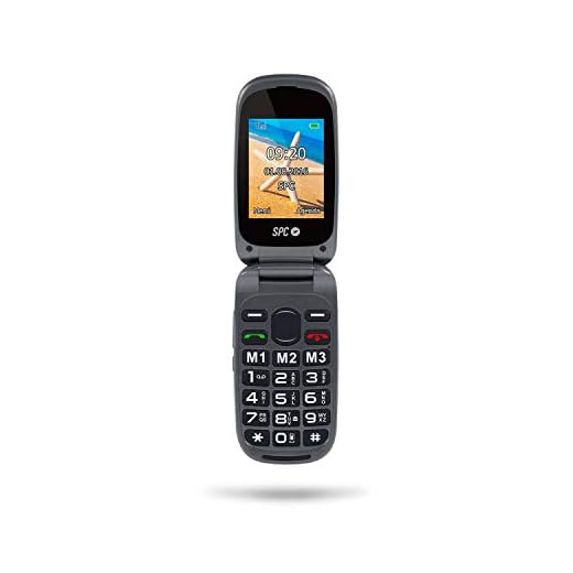 SPC Harmony - Teléfono móvil para Personas Mayores con Tapa, Números y Letras Grandes, Botón SOS, 3 memorias directas, Base de Carga, Negro