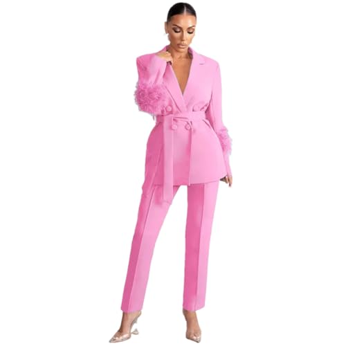 Women's Suit Sets Long Sleeve Double Breasted Blazer and Pants Suits 2 Piece Sets Tracksuit