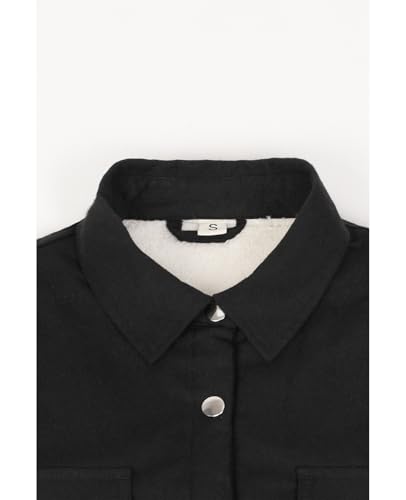 ZENTHACE Women's Flannel Shirt Jacket, Sherpa-Lined Plaid Shacket Jackets, Snap Button Down Outdoor Shirt4