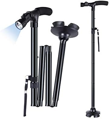 Jiya Enterprise Foldable Walking Stick for Old Age Men and Women with LED Light Adjustable As Seen On TV