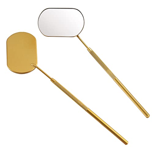 Pretty memory Large Lash Mirror Stainless Steel Eyelash Mirror Makeup Mirror for Lash Extension Supplies (Gold)