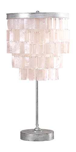 Geneva Vintage Silver White CAPIZ Shell Table LAMP