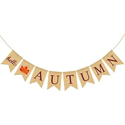 LUOZZY Hello Autumn Banner Creative Maple Leaf Banner Harvest Festival Decor Thanksgiving Day Party Supplies Decorations Cover