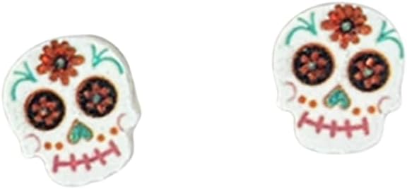 Halloween Mexico Day of The Dead Stud Earrings for Women Cute Glitter Mexico Sugar Skull Tequila Black Cat Stud Earrings Funny Cosplay Festival Jewelry Costume Party Gifts