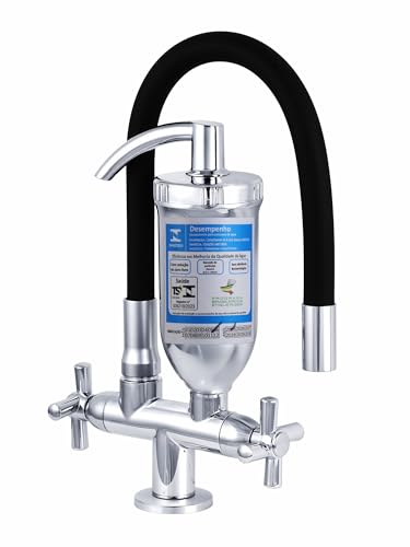 Torneira Cozinha Bancada Com Filtro Purificador De Água Preta Para Pia Balcão Mesa Flexível Móvel Silicone 1/4 Volta