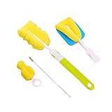 LOLIPPYY 4個スポンジ入り哺乳瓶洗浄ブラシ 柔らかいスポンジで傷けにくい グラスやカップも洗えるクリーニングブラシ 持ち運びやすい設計