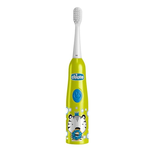 Chicco Spazzolino Elettrico a Batteria per Bambini, con Setole Morbide, Adatto ai Bambini dai 3 Anni in Su, Testa...