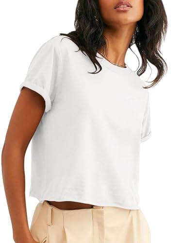 Tankaneo Womens Summer Crop Tops Trendy 2025 Short Sleeve Crewneck Tee Casual Cute Workout Cropped T Shirts Basic Top4