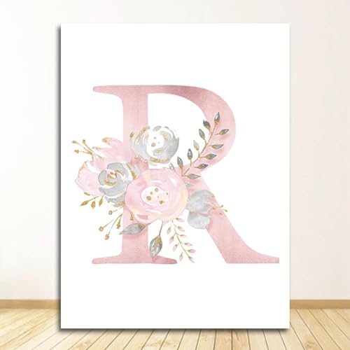 Affiches de fleurs lettre R pour chambre de fille en toile 70x100 cm