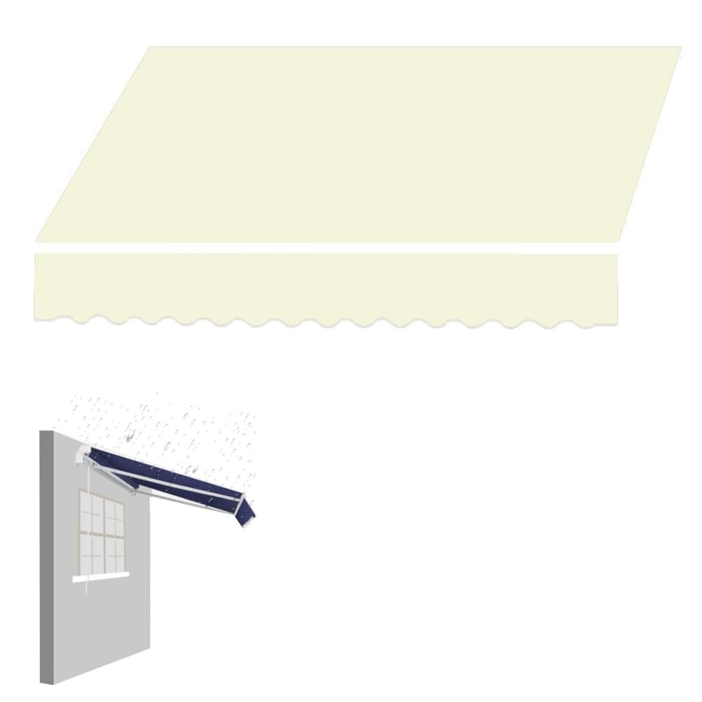 Tessuto di ricambio per tenda da giardino retrattile, con mantovana per porte e finestre, 6 x 4,9 m (beige), adatto per dimensioni da 40,6 x 3,5 m, 3 x 3,5 m, 30,5 x 3,5 m, 30,5 x 3,5 m, 30,5 x 3,5