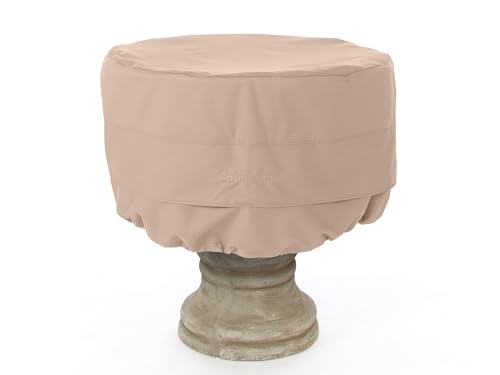 Covermates Bird Bath Cover -Heavy-Duty Polyester, Weather Resistant, Drawcord Hem, Outdoor Living Covers, 24DIAMETER x 18H, Ripstop Tan