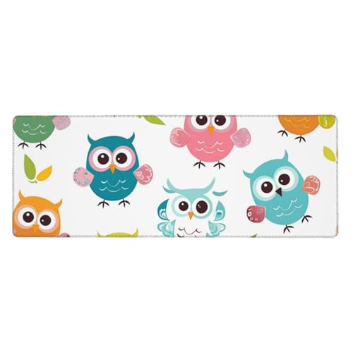 Tapis de souris 80x30 cm motif hibou grand format bureau souris optique